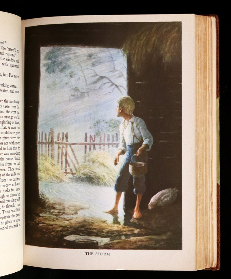 1944 Rare Book in Morocco binding - The YEARLING by Marjorie Kinnan Rawlings illustrated by N. C. WYETH.