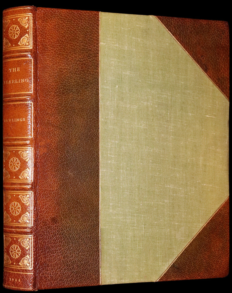 1944 Rare Book in Morocco binding - The YEARLING by Marjorie Kinnan Rawlings illustrated by N. C. WYETH.
