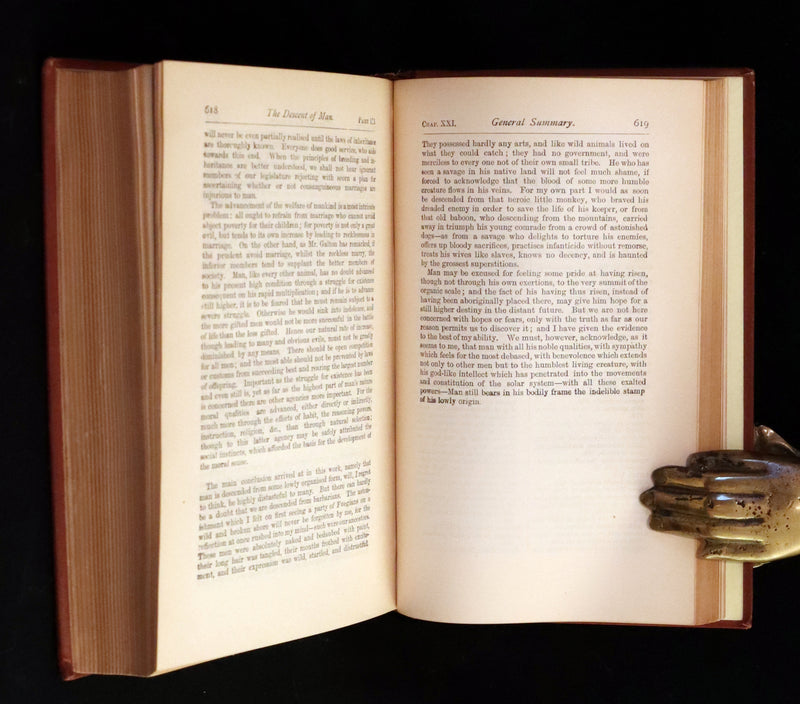 1889 Rare Book - CHARLES DARWIN - The DESCENT OF MAN and Selection in Relation to Sex.