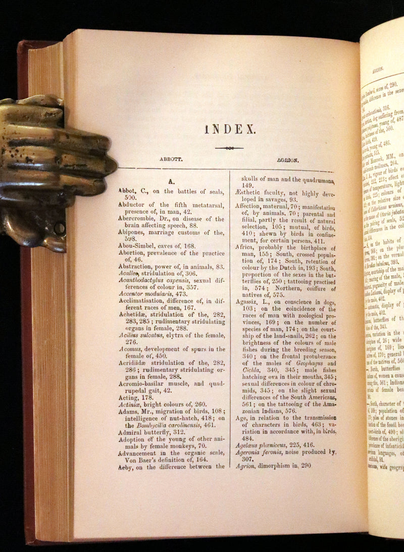 1889 Rare Book - CHARLES DARWIN - The DESCENT OF MAN and Selection in Relation to Sex.