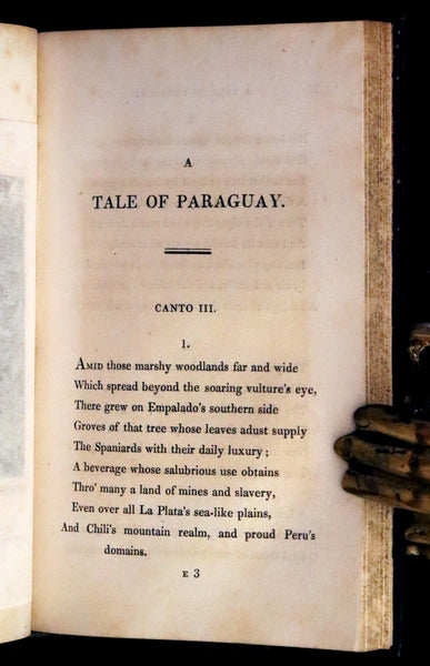 1825 Rare First Edition - A TALE OF PARAGUAY by Robert Southey Illustrated by Richard Westall.