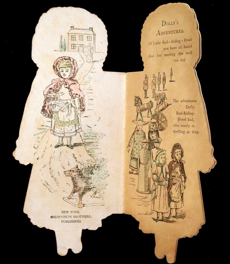 1895 Rare Book - Little Red Riding Hood, Dolly's Aventures. Shape Book by McLoughlin.