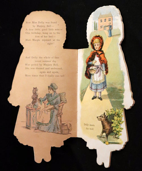 1895 Rare Book - Little Red Riding Hood, Dolly's Aventures. Shape Book by McLoughlin.