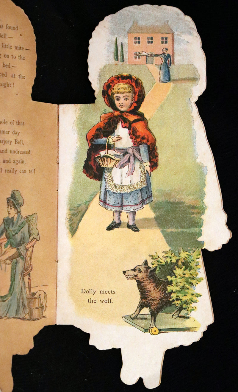 1895 Rare Book - Little Red Riding Hood, Dolly's Aventures. Shape Book by McLoughlin.