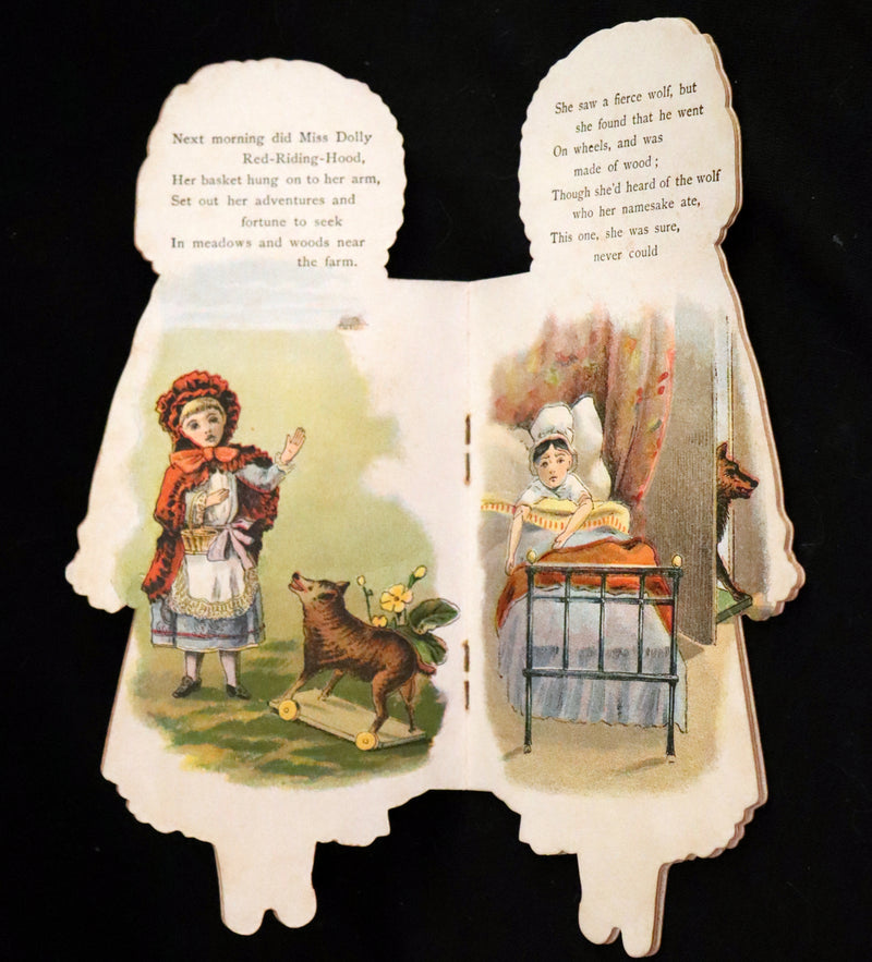 1895 Rare Book - Little Red Riding Hood, Dolly's Aventures. Shape Book by McLoughlin.