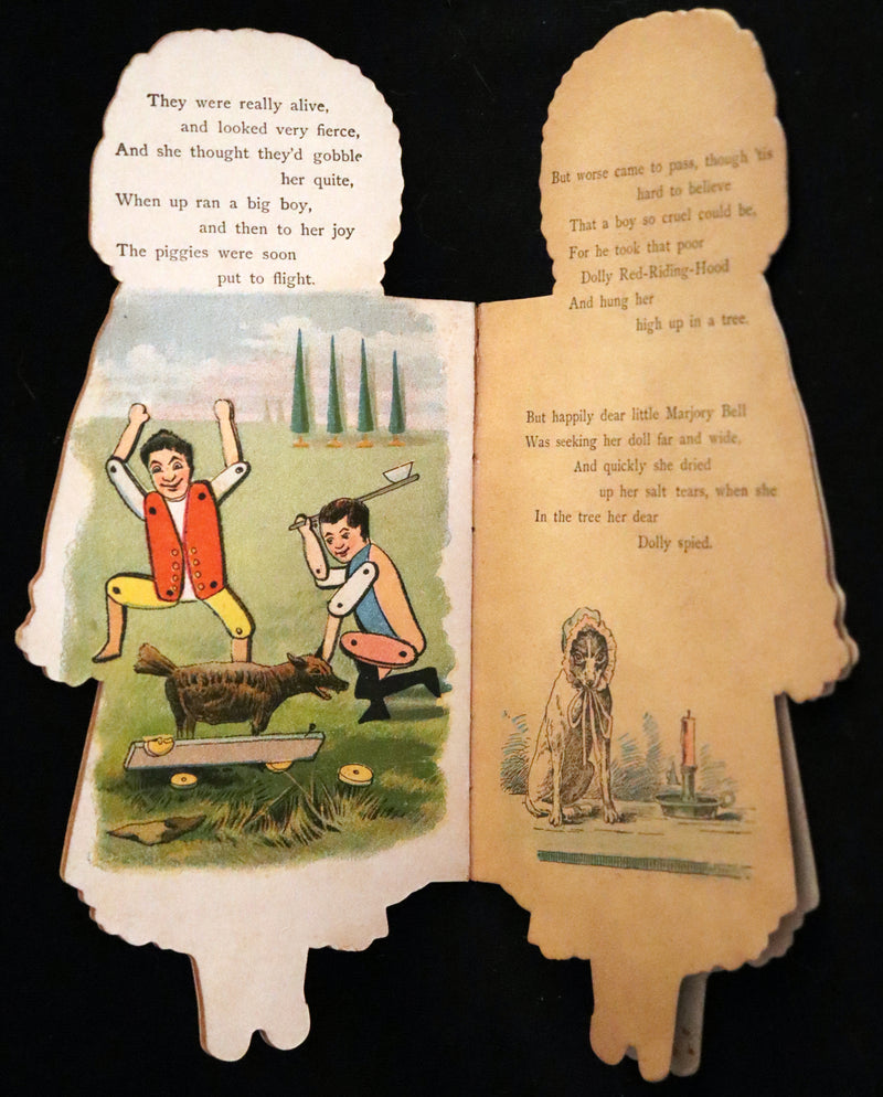 1895 Rare Book - Little Red Riding Hood, Dolly's Aventures. Shape Book by McLoughlin.