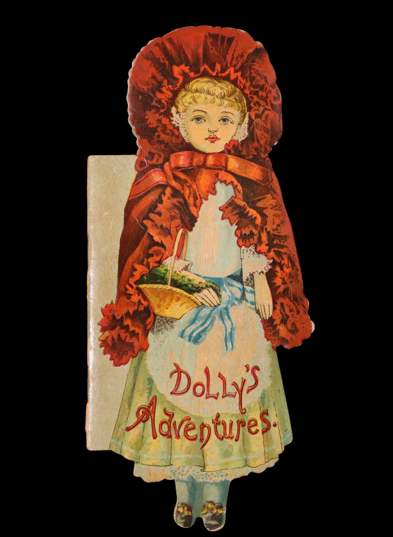 1895 Rare Book - Little Red Riding Hood, Dolly's Aventures. Shape Book by McLoughlin.