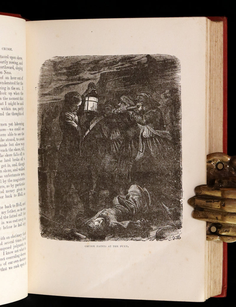 1901 Rare Book - THE LIFE and ADVENTURES OF ROBINSON CRUSOE Illustrated by J. D. Watson.