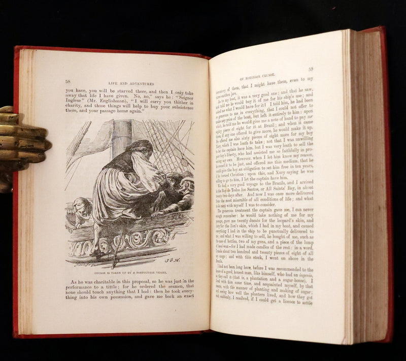 1901 Rare Book - THE LIFE and ADVENTURES OF ROBINSON CRUSOE Illustrated by J. D. Watson.