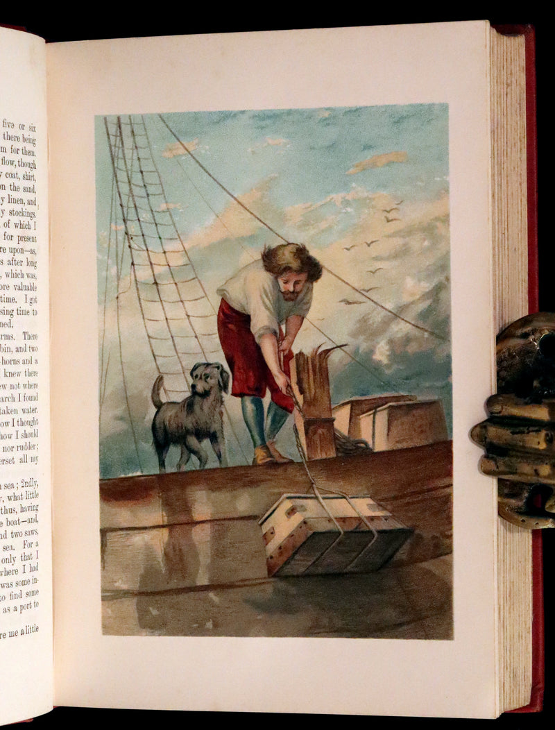1901 Rare Book - THE LIFE and ADVENTURES OF ROBINSON CRUSOE Illustrated by J. D. Watson.