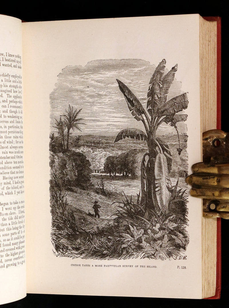 1901 Rare Book - THE LIFE and ADVENTURES OF ROBINSON CRUSOE Illustrated by J. D. Watson.