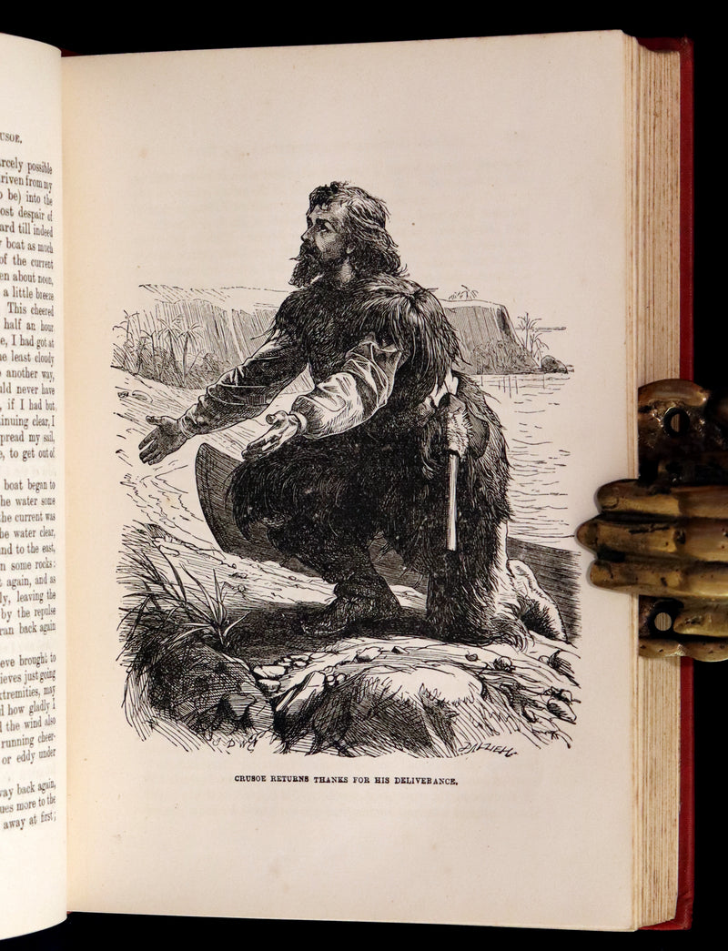 1901 Rare Book - THE LIFE and ADVENTURES OF ROBINSON CRUSOE Illustrated by J. D. Watson.