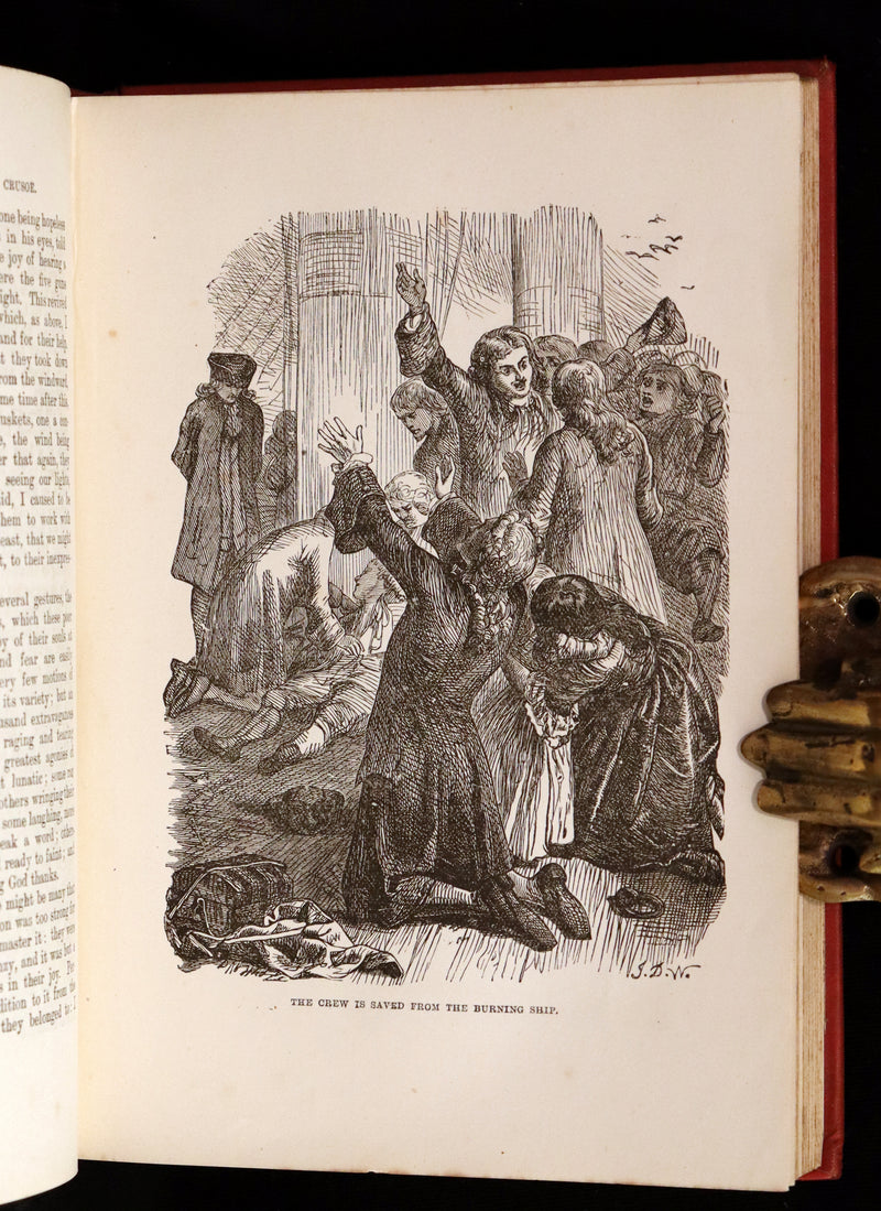 1901 Rare Book - THE LIFE and ADVENTURES OF ROBINSON CRUSOE Illustrated by J. D. Watson.
