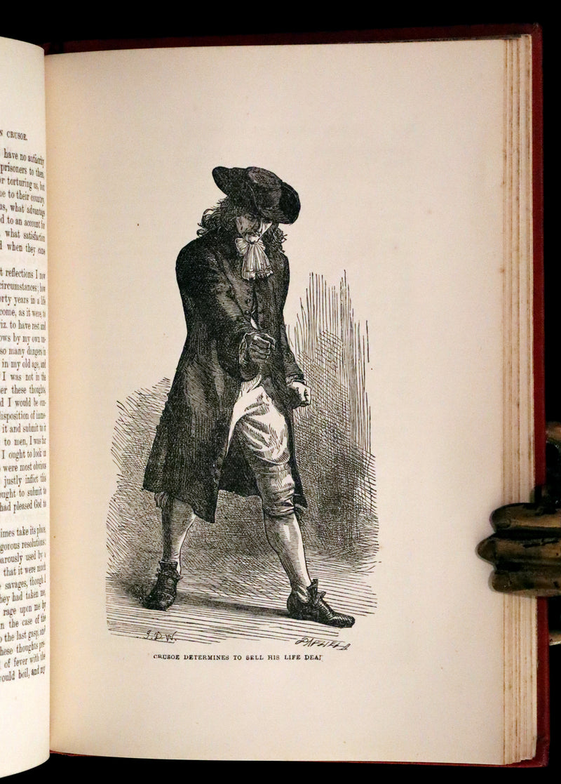 1901 Rare Book - THE LIFE and ADVENTURES OF ROBINSON CRUSOE Illustrated by J. D. Watson.