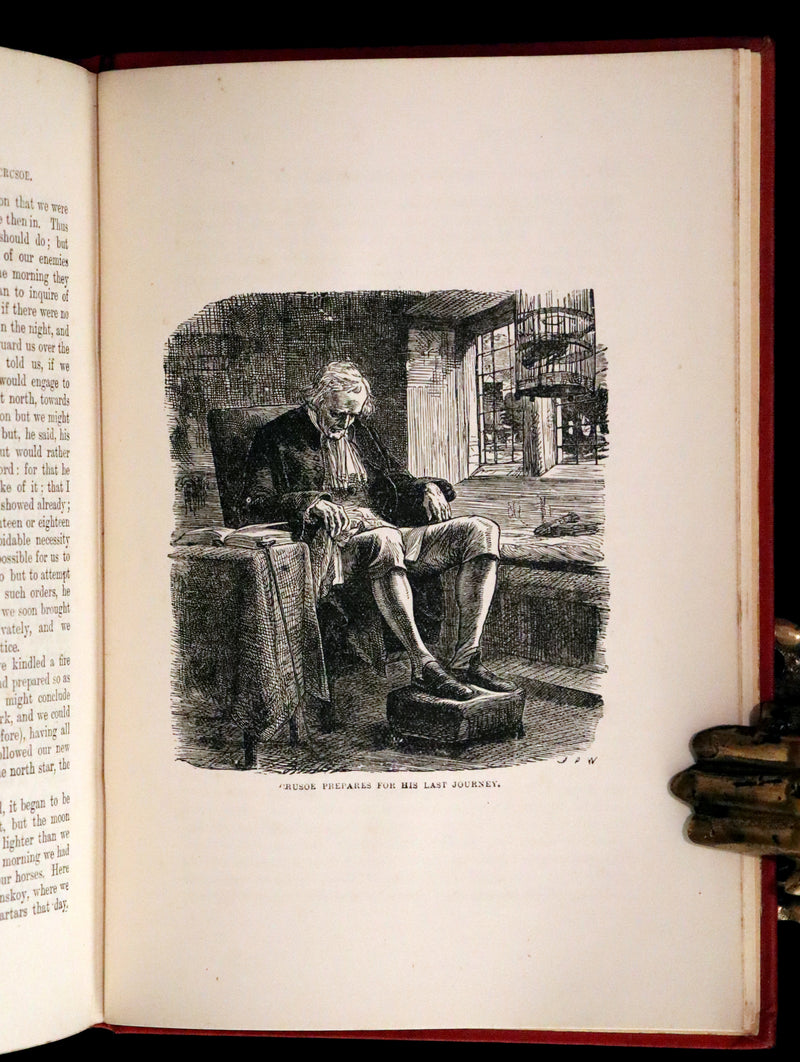 1901 Rare Book - THE LIFE and ADVENTURES OF ROBINSON CRUSOE Illustrated by J. D. Watson.