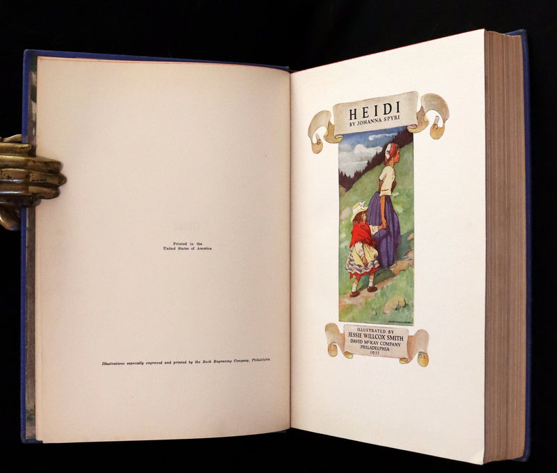 1922 Rare Book - HEIDI by Johanna Spyri illustrated in color by Jessie Willcox Smith.