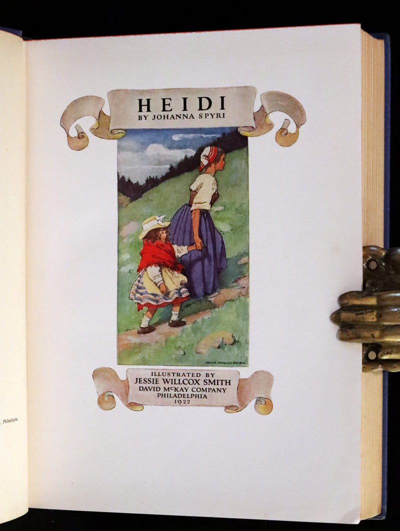 1922 Rare Book - HEIDI by Johanna Spyri illustrated in color by Jessie Willcox Smith.