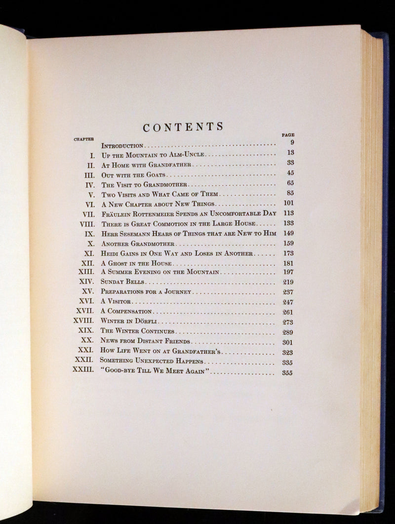 1922 Rare Book - HEIDI by Johanna Spyri illustrated in color by Jessie Willcox Smith.