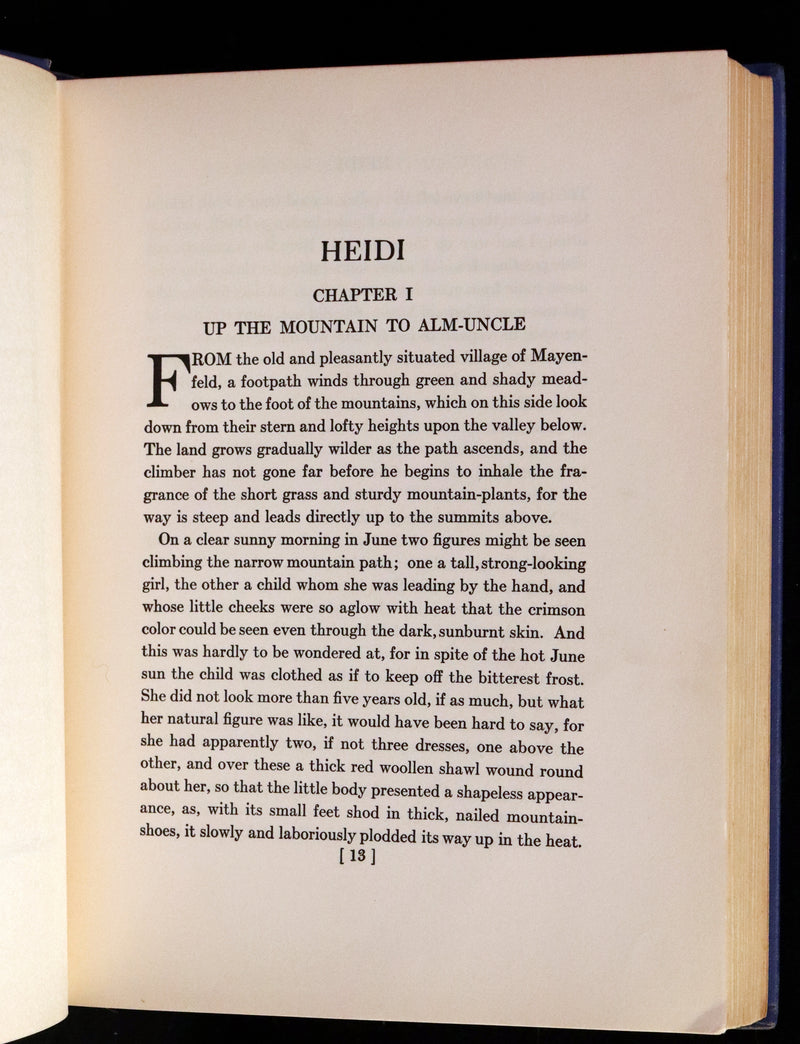 1922 Rare Book - HEIDI by Johanna Spyri illustrated in color by Jessie Willcox Smith.
