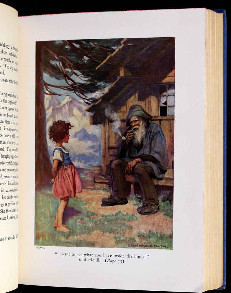 1922 Rare Book - HEIDI by Johanna Spyri illustrated in color by Jessie Willcox Smith.