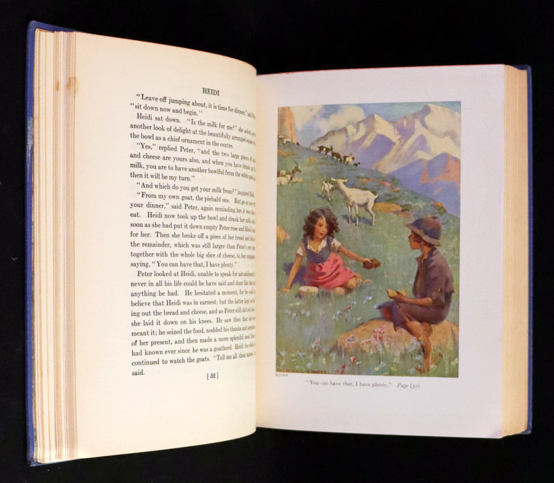 1922 Rare Book - HEIDI by Johanna Spyri illustrated in color by Jessie Willcox Smith.