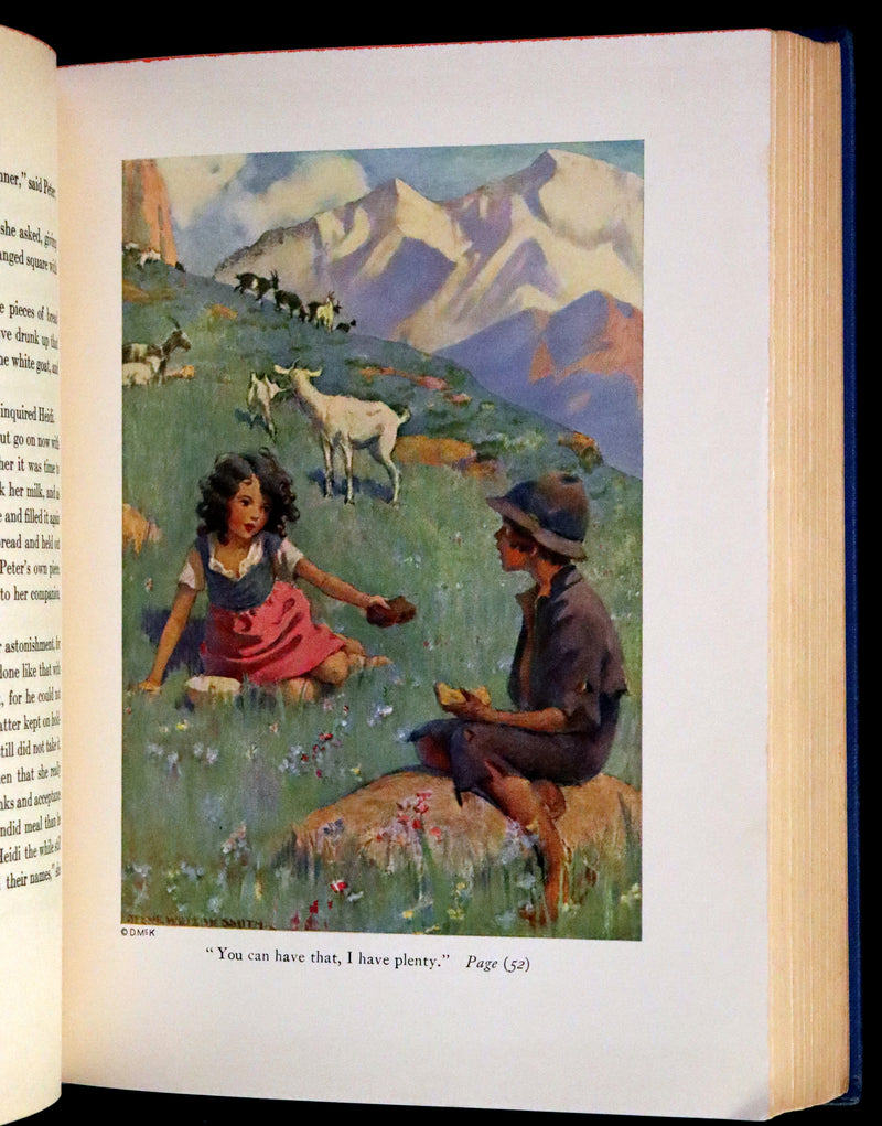 1922 Rare Book - HEIDI by Johanna Spyri illustrated in color by Jessie Willcox Smith.