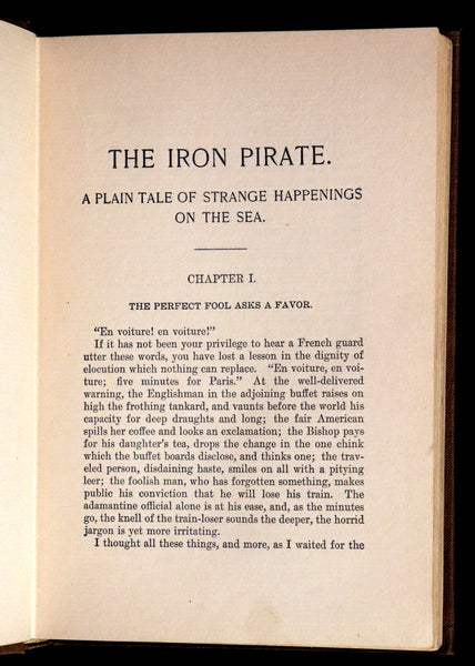 1897 Rare First US Edition - The IRON PIRATE, A Plain Tale of Strange Happenings on the Sea by Max Pemberton.