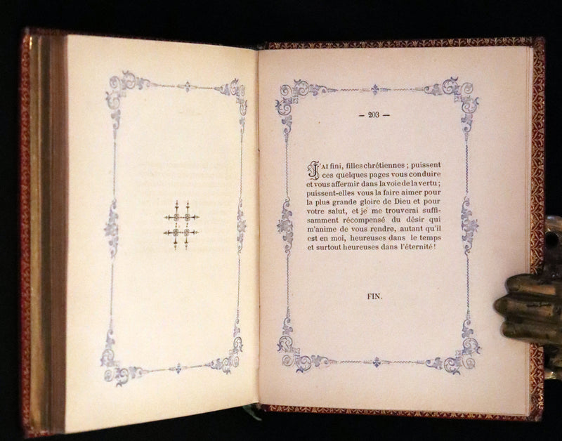 1877 French Book in an Exquisite Morocco Binding - The Perfumes of the Christian Girl - Les Parfums de la jeune fille chrétienne.