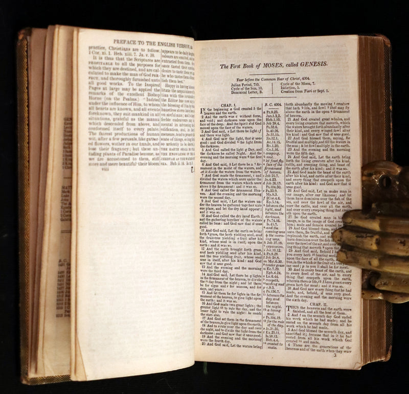 1843 Beautiful Binding - The Polyglott BIBLE, Containing the Old and New Testaments. (Bound with) 1837 Psalms of David, in metre.