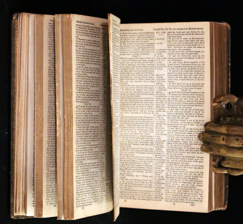 1843 Beautiful Binding - The Polyglott BIBLE, Containing the Old and New Testaments. (Bound with) 1837 Psalms of David, in metre.