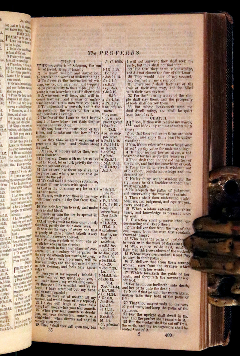 1843 Beautiful Binding - The Polyglott BIBLE, Containing the Old and New Testaments. (Bound with) 1837 Psalms of David, in metre.
