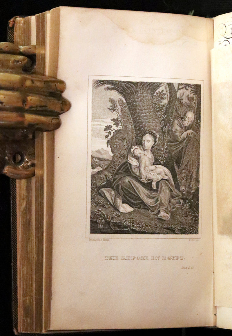 1843 Beautiful Binding - The Polyglott BIBLE, Containing the Old and New Testaments. (Bound with) 1837 Psalms of David, in metre.