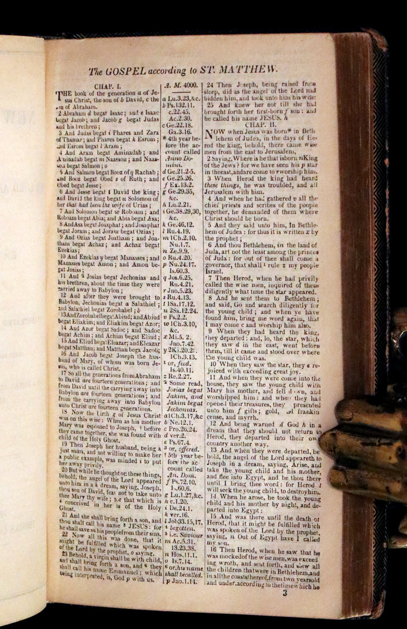 1843 Beautiful Binding - The Polyglott BIBLE, Containing the Old and New Testaments. (Bound with) 1837 Psalms of David, in metre.