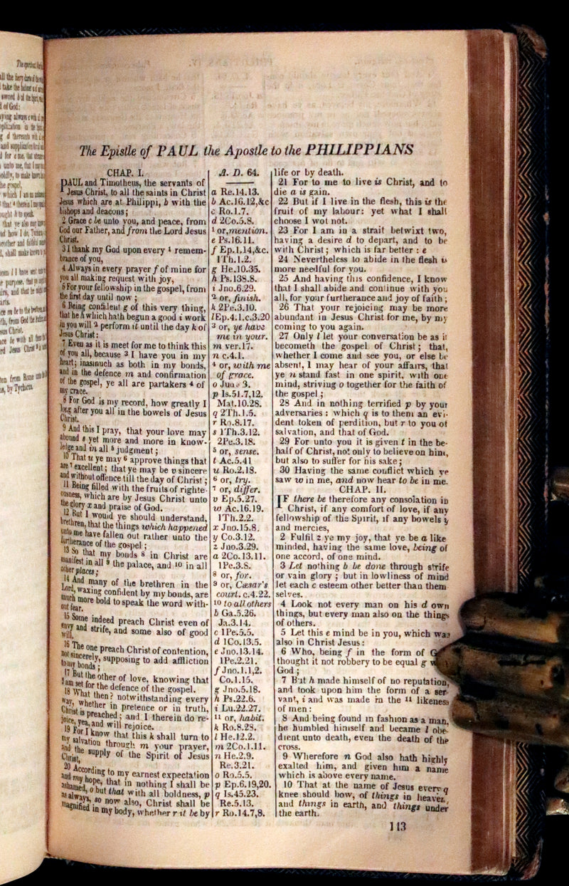 1843 Beautiful Binding - The Polyglott BIBLE, Containing the Old and New Testaments. (Bound with) 1837 Psalms of David, in metre.