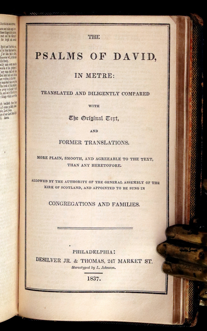 1843 Beautiful Binding - The Polyglott BIBLE, Containing the Old and New Testaments. (Bound with) 1837 Psalms of David, in metre.