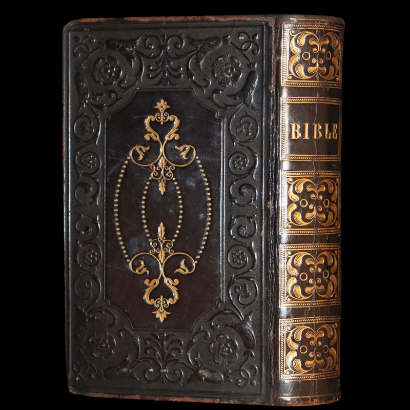 1843 Beautiful Binding - The Polyglott BIBLE, Containing the Old and New Testaments. (Bound with) 1837 Psalms of David, in metre.