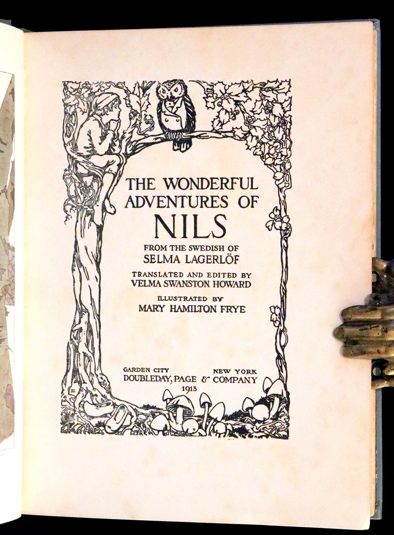 1911 Rare First illustrated Edition by Mary Hamilton Frye - THE WONDERFUL ADVENTURES OF NILS by Selma Lagerlof.