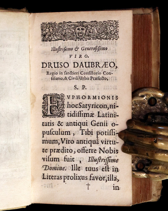 1655 Rare Latin Vellum Book - The Satyricon by Scottish writer John Barclay with account of the Gunpowder Plot of 1605.