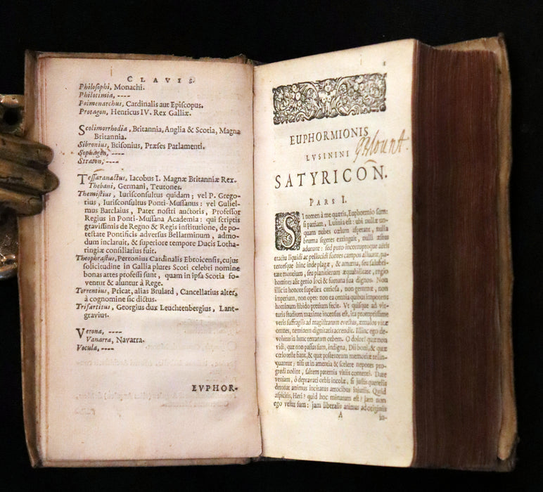 1655 Rare Latin Vellum Book - The Satyricon by Scottish writer John Barclay with account of the Gunpowder Plot of 1605.