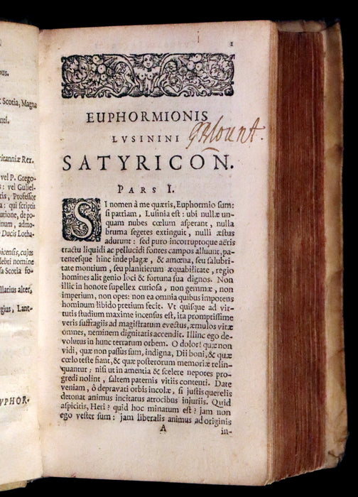 1655 Rare Latin Vellum Book - The Satyricon by Scottish writer John Barclay with account of the Gunpowder Plot of 1605.