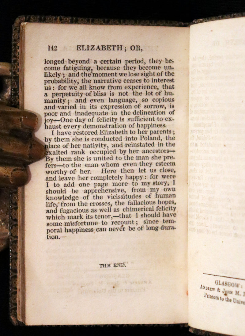 1825 Rare miniature Edition - ELIZABETH, or, The EXILES OF SIBERIA. A Tale, Founded on Facts by Madame Cottin.