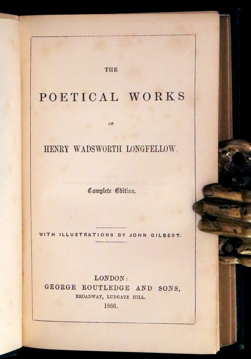1866 Rare Book - The Poetical Works of Henry Wadsworth Longfellow. With Illustrations by John Gilbert.