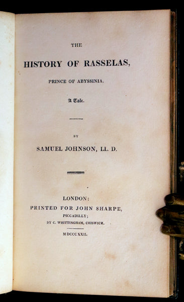 1822 Rare Book - THE HISTORY OF RASSELAS, PRINCE OF ABYSSINIA, A TALE by  Samuel Johnson. Illustrated.