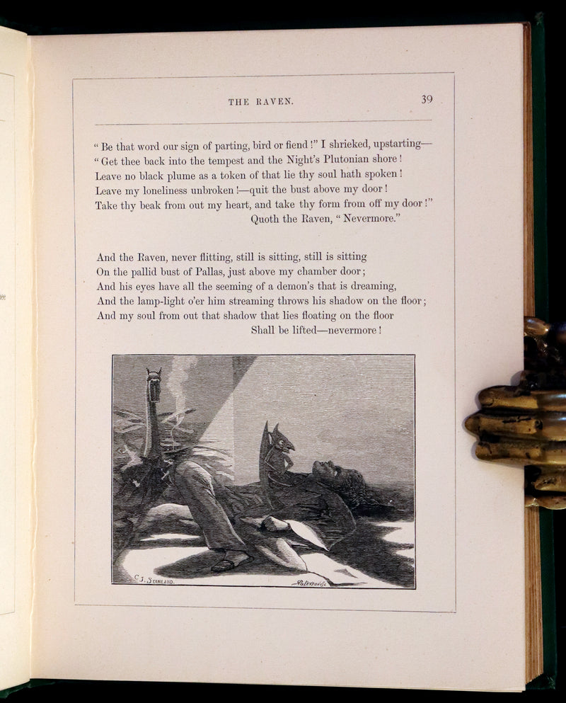 1869 Scarce Victorian Book - The Poetical Works of Edgar Allan Poe. Edinburgh Illustrated Edition.
