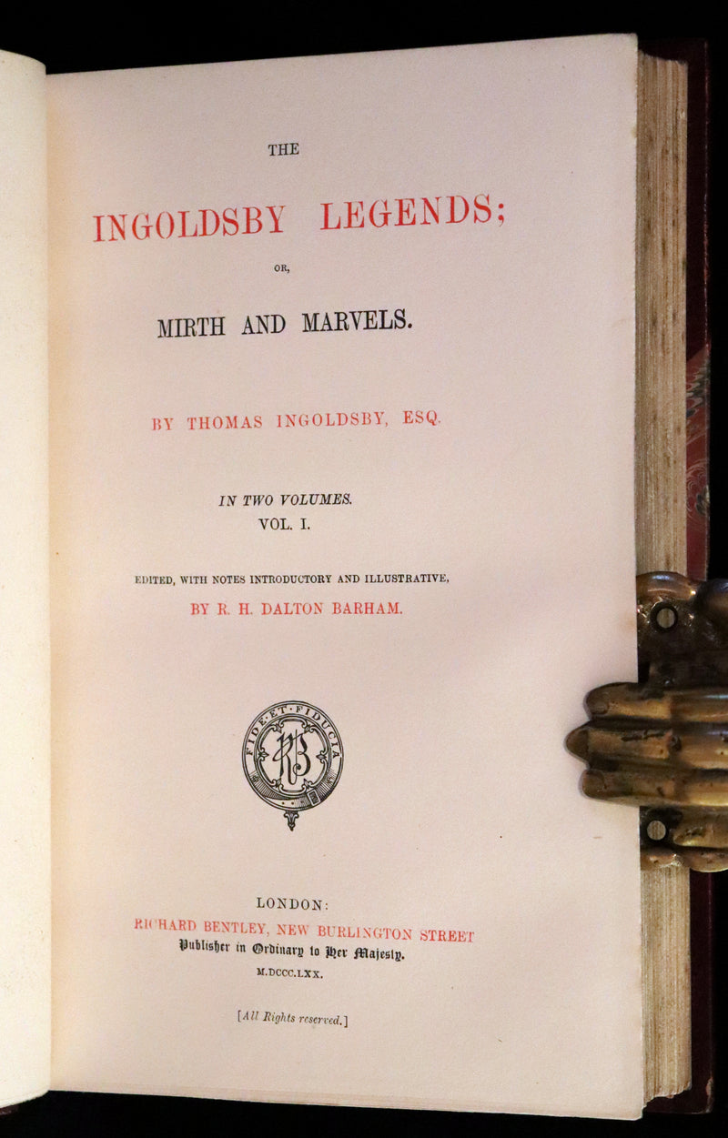 1870 Rare Ramage Binding - INGOLDSBY LEGENDS Illustrated by Cruikshank and Leech.