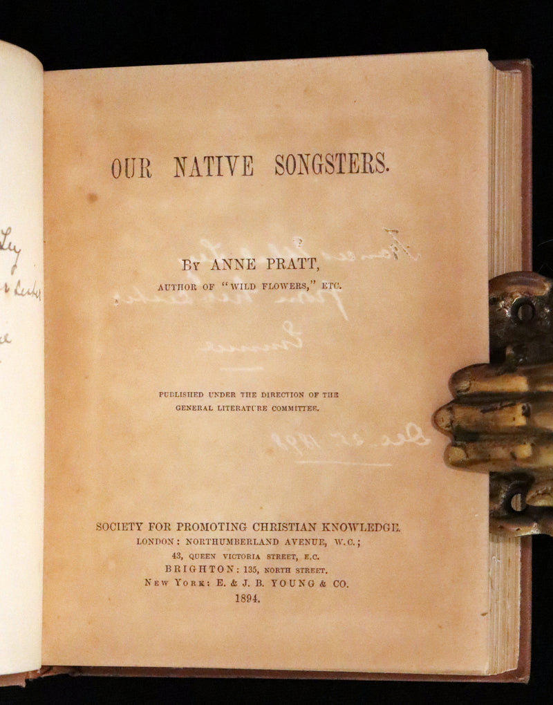 1894 Rare Ornithology Book ~ Our Native Songsters with 72 coloured plates by Anne Pratt.