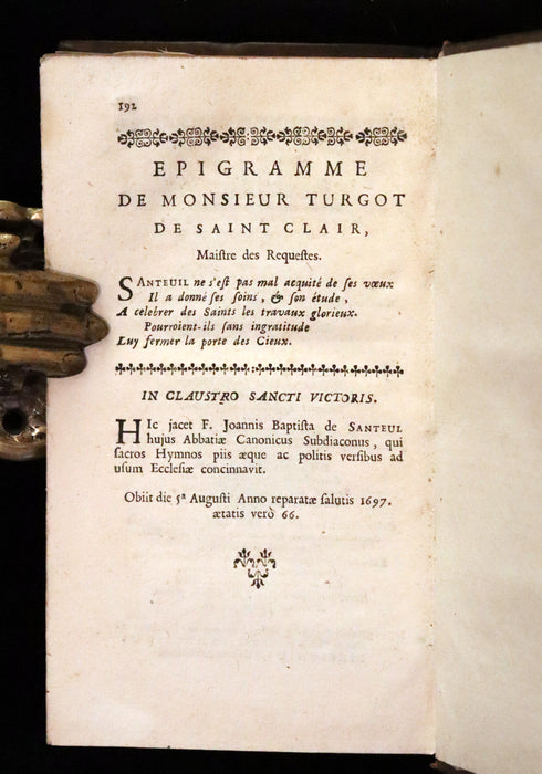 1698 Rare Latin Book ~ Poems of Jean-Baptiste de Santeul - Joannis Baptistae Santolii Victorini Operum Omnium.