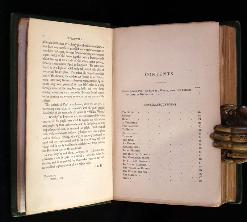 1873 Scarce Book - WORKS OF EDGAR ALLAN POE. First Edition with a Study on his Life & Writings by CHARLES BAUDELAIRE.