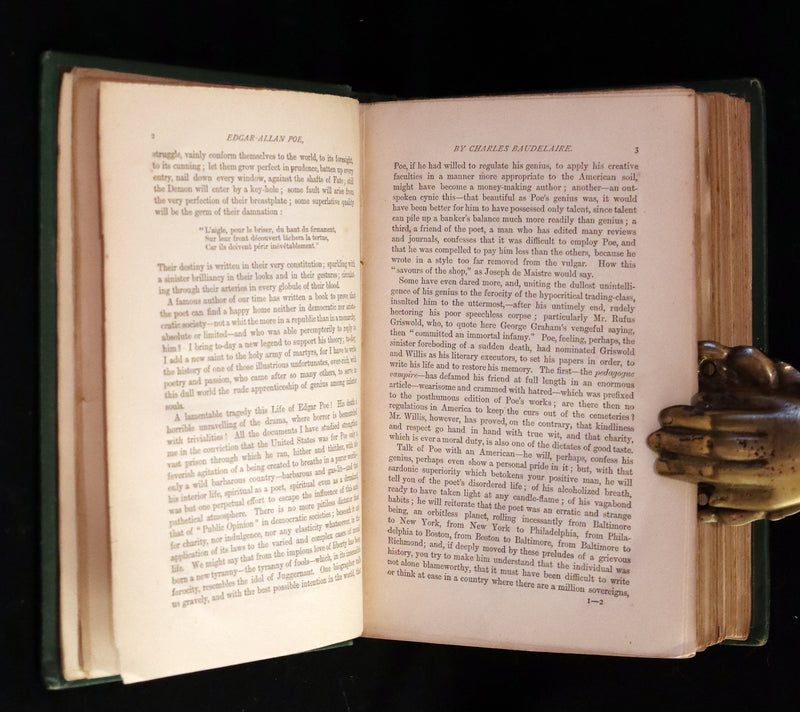 1873 Scarce Book - WORKS OF EDGAR ALLAN POE. First Edition with a Study on his Life & Writings by CHARLES BAUDELAIRE.
