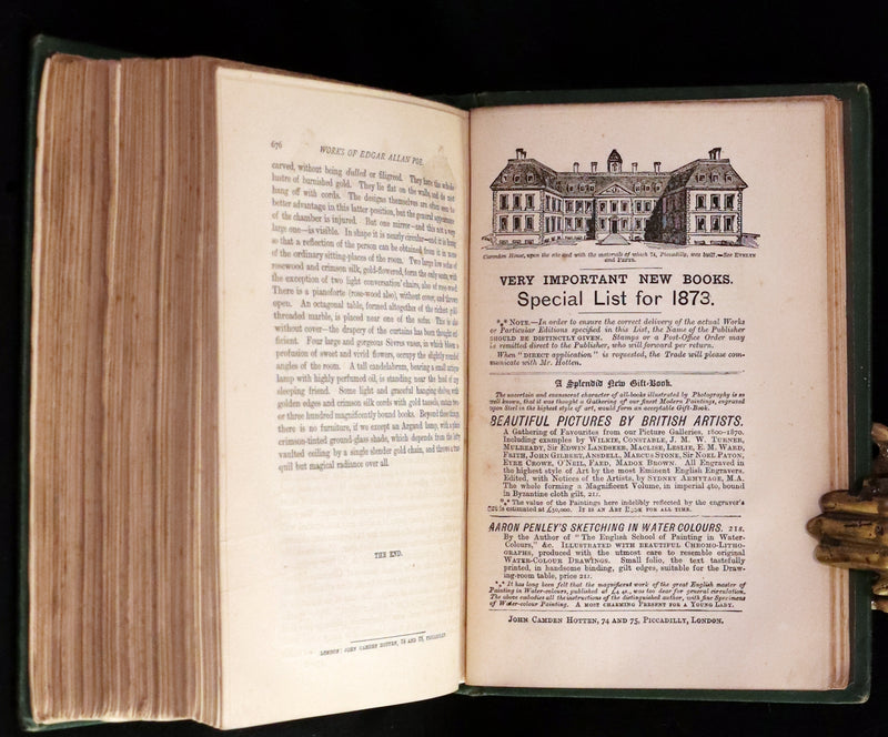 1873 Scarce Book - WORKS OF EDGAR ALLAN POE. First Edition with a Study on his Life & Writings by CHARLES BAUDELAIRE.